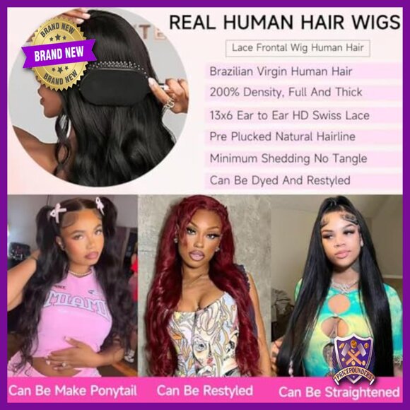 32 Inch 13x6 Lace Front Wigs Human Hair 180 Density Body  32 Inch Human Hair Lace Front Wig Pre Plucked 200% Density Body Wave